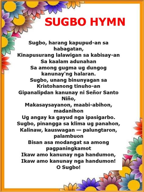 sugbo hymn lyrics|SUGBO HYMN (CEBU HYMN) with LYRICS .